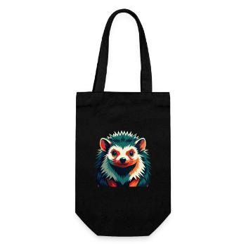 Igel Zeichentrickfigur Buntes Haustier Tier - Geschenkbeutel für Flaschen - Schwarz - Vorne