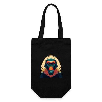 Pavian Zeichentrickfigur Buntes Haustier Tier - Geschenkbeutel für Flaschen - Schwarz - Vorne