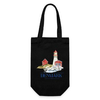 Dänemark Leuchtturm tiny Haus am Meer - Geschenkbeutel für Flaschen - Schwarz - Vorne