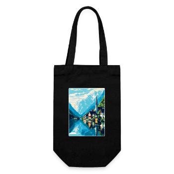 Hallstatt Lac Autriche Affiche de voyage vintage WPA - Sac à bouteille - noir - Devant