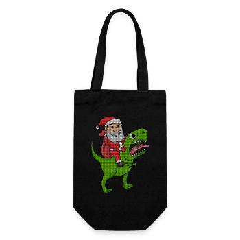 Weihnachten Dinosaurier Ugly Christmas Effekt - Geschenkbeutel für Flaschen - Schwarz - Vorne