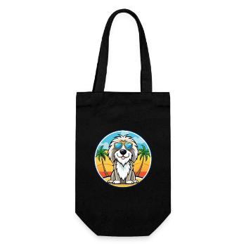 Picardie Schäferhund Rasse Cartoon Sonnenbrille Strand - Geschenkbeutel für Flaschen - Schwarz - Vorne