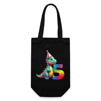 DINO 5 JAHRE DINOSAURIER 5. GEBURTSTAG - Geschenkbeutel für Flaschen - Schwarz - Vorne