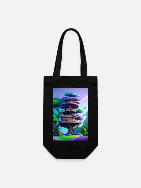 Treehouse Purple - Geschenkbeutel für Flaschen - Schwarz