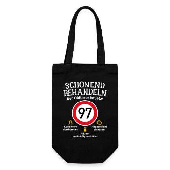 97. Geburtstag Schonend Behandeln Oldtimer Ist 97 - Geschenkbeutel für Flaschen - Schwarz - Vorne
