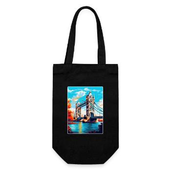 Tower Bridge England Uk Travel Poster Souvenir WPA - Gift Bag for Bottles - black - Front