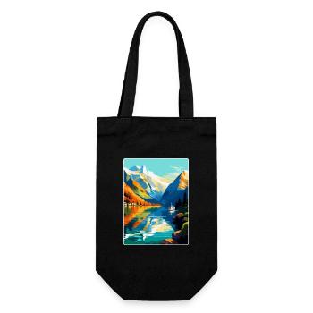 Die Fjorde Norwegen Vintage Reiseplakat Souvenir - Geschenkbeutel für Flaschen - Schwarz - Vorne