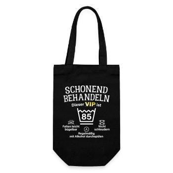85. Geburtstag Schonend Behandeln 85 VIP ist 85 - Geschenkbeutel für Flaschen - Schwarz - Vorne