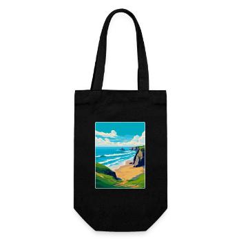 Bedruthan Steps Cornwall England Uk Reiseplakat - Geschenkbeutel für Flaschen - Schwarz - Vorne