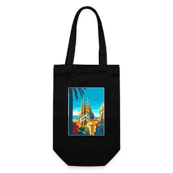 Barcelona Spanien Vintage Reiseplakat Souvenir WPA - Geschenkbeutel für Flaschen - Schwarz - Vorne