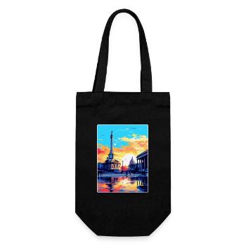 Trafalgar Square Angleterre Royaume-Uni Affiche de voyage vintage - Sac à bouteille - noir - Devant