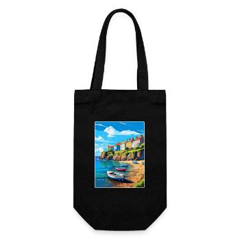 New Quay Wales Uk Vintage Travel Poster Souvenir - Gift Bag for Bottles - black - Front