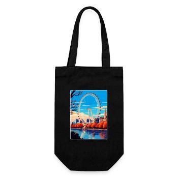 London Eye Angleterre Royaume-Uni Affiche de voyage vintage WPA - Sac à bouteille - noir - Devant