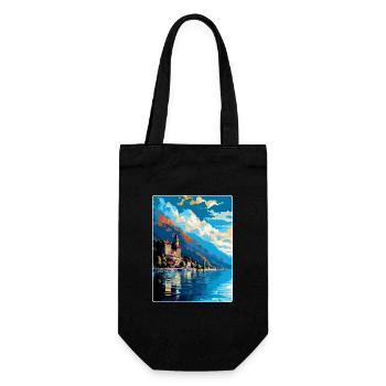 Montreux Schweiz Vintage Reiseplakat WPA Kunst - Geschenkbeutel für Flaschen - Schwarz - Vorne
