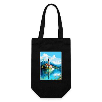 Lac de Bled, Slovénie, Affiche de voyage vintage, Souvenir - Sac à bouteille - noir - Devant