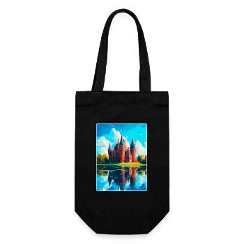 De Haar Castle Netherlands Vintage Travel Poster - Gift Bag for Bottles - black - Front