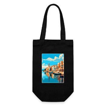Rethymno Griechenland Vintage Reiseplakat Souvenir WPA - Geschenkbeutel für Flaschen - Schwarz - Vorne