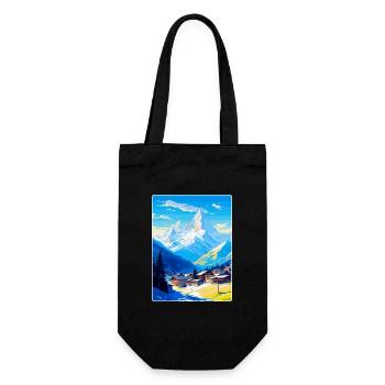Chamonix France Vintage Travel Poster Souvenir WPA - Gift Bag for Bottles - black - Front