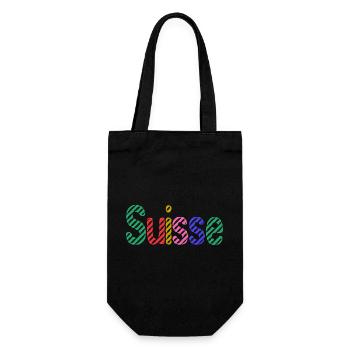 SCHWEIZ. HUMOR. LAND. FLAGGE. GENF. LAUSANNE - Geschenkbeutel für Flaschen - Schwarz - Vorne