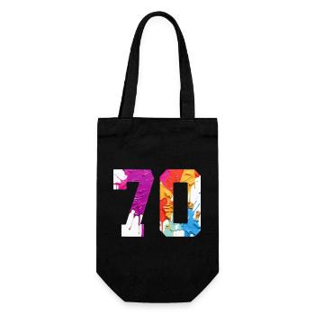 FARBIG NUMMER 70 BUNT 70. GEBURTSTAG - Geschenkbeutel für Flaschen - Schwarz - Vorne