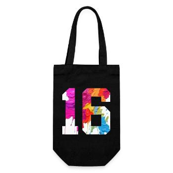 COLORED NUMBER 16 COLORFUL 16TH BIRTHDAY - Gift Bag for Bottles - black - Front