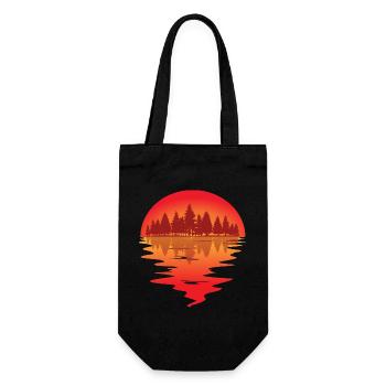 Sonnenuntergang am Waldsee - Geschenkbeutel für Flaschen - Schwarz - Vorne