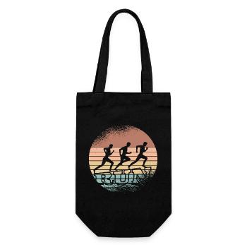 Retro-Sonnenuntergang Läufer-Trio - Geschenkbeutel für Flaschen - Schwarz - Vorne
