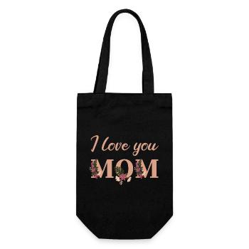 I love you Mom - Gift Bag for Bottles - black - Front
