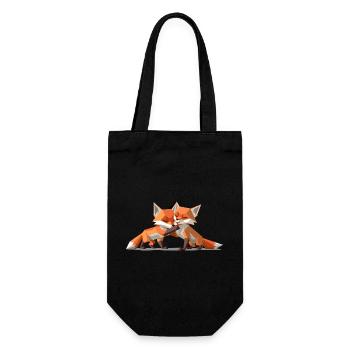 Renardeaux low-poly - Sac à bouteille - noir - Devant