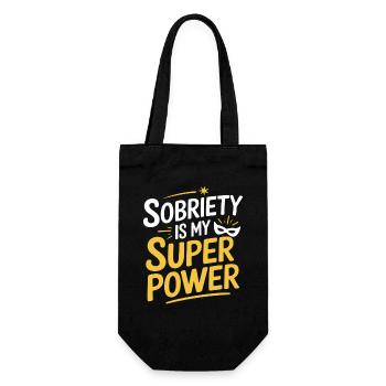 Sobriety Is My Superpower Alcoholic Sober Life - Gift Bag for Bottles - black - Front