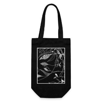 Dark Botanical Lines - Gift Bag for Bottles - black - Front