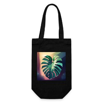 Monstera Leaf - Geschenkbeutel für Flaschen - Schwarz - Vorne