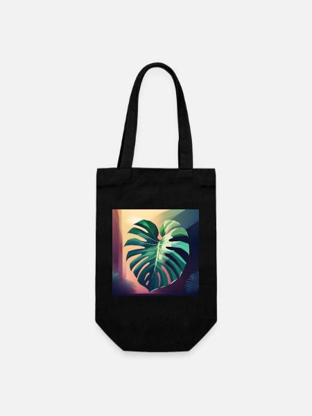 Monstera Leaf - Geschenkbeutel für Flaschen - Schwarz
