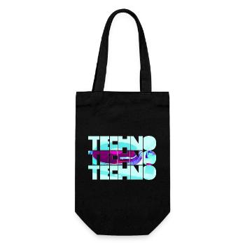 Techno Neon Muster - Geschenkbeutel für Flaschen - Schwarz - Vorne