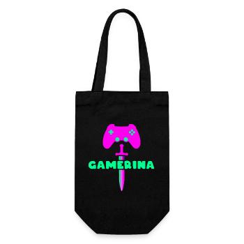 GAMERINA Neon Sword Logo - Geschenkbeutel für Flaschen - Schwarz - Vorne