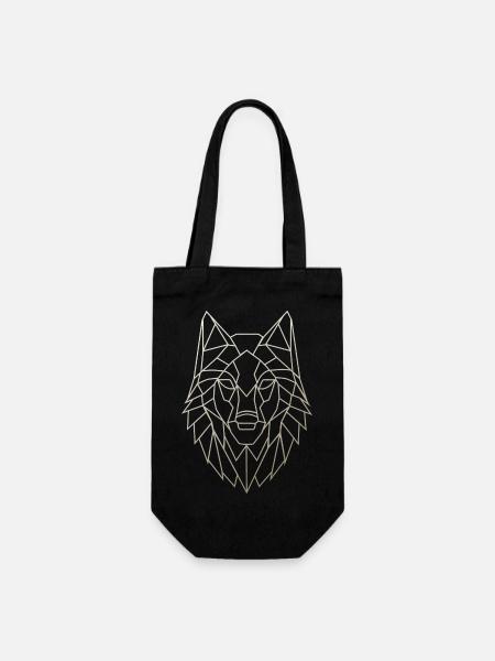 Geometrischer Wolfskopf - Geschenkbeutel für Flaschen - Schwarz