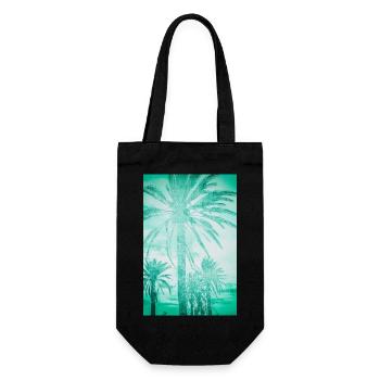 Mintteal Palmenpanorama - Geschenkbeutel für Flaschen - Schwarz - Vorne