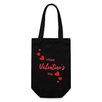Valentine Happy Valentine - Geschenkbeutel für Flaschen - Schwarz - Vorne
