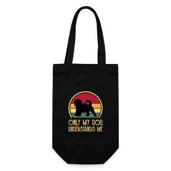 Cockapoo Hundeliebhaber Silhouette Vintage Sonnenuntergang - Geschenkbeutel für Flaschen - Schwarz - Vorne