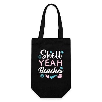 Shell Yeah Beaches Muschelsammlung Beachcombing - Geschenkbeutel für Flaschen - Schwarz - Vorne