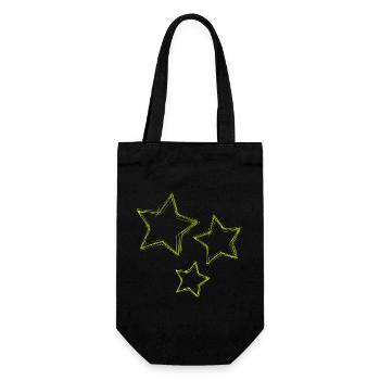 STERN. STERN. STERNE. FEST. JAHRESTAG. WEIHNACHTEN. - Geschenkbeutel für Flaschen - Schwarz - Vorne