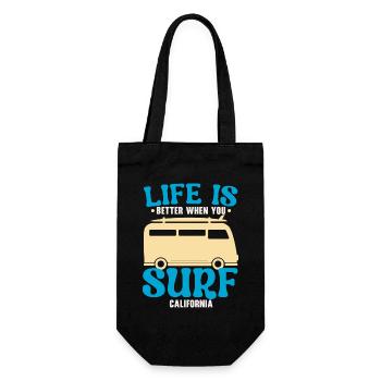 Life Is Better When You Surf USA Kalifornien Surfe - Geschenkbeutel für Flaschen - Schwarz - Vorne