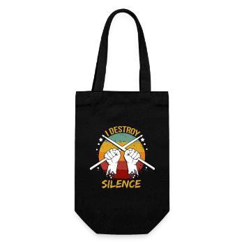 Drummer I Destroy Silence Schlagzeuger - Geschenkbeutel für Flaschen - Schwarz - Vorne