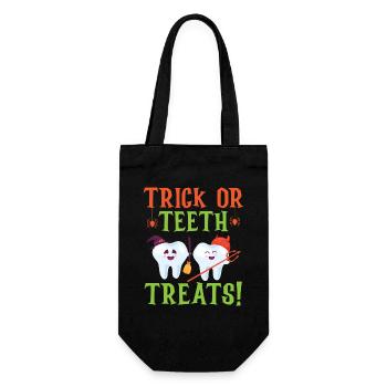 Trick or Teeth Treats! - Geschenkbeutel für Flaschen - Schwarz - Vorne