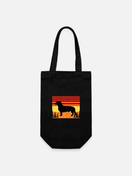 Westfälische Dachsbracke Hundesilhouette Retro Sonne - Geschenkbeutel für Flaschen - Schwarz