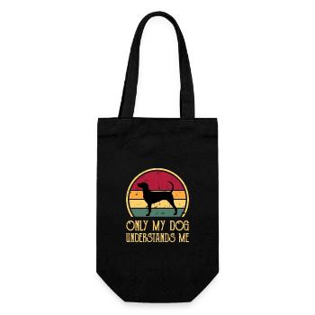 Dunker Hundeliebhaber Silhouette Vintage Sonnenuntergang - Geschenkbeutel für Flaschen - Schwarz - Vorne