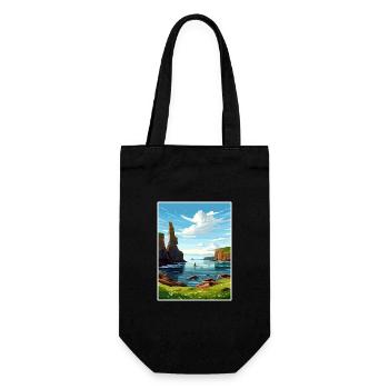 Duncansby Stacks Schottland Vintage-Reiseposter - Geschenkbeutel für Flaschen - Schwarz - Vorne