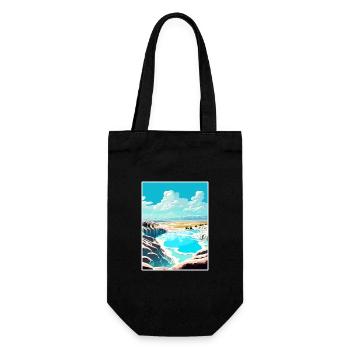 Pamukkale Dekoration Vintage Reiseposter WPA Kunst - Geschenkbeutel für Flaschen - Schwarz - Vorne