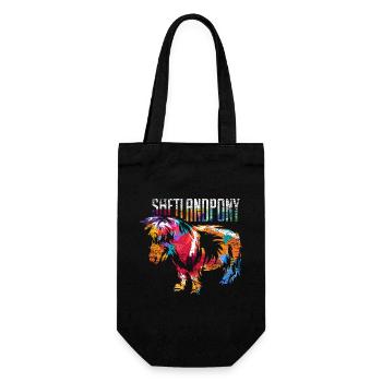 Robustes Shetlandpony Inselrasse - Geschenkbeutel für Flaschen - Schwarz - Vorne