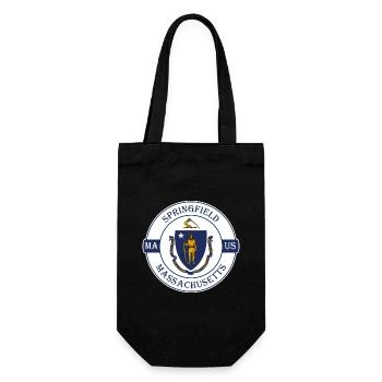 Springfield Massachusetts Flagge USA Reisesouvenir - Geschenkbeutel für Flaschen - Schwarz - Vorne